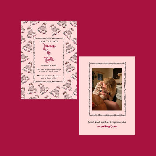 Wedding Save The Date Template, Floral Cake