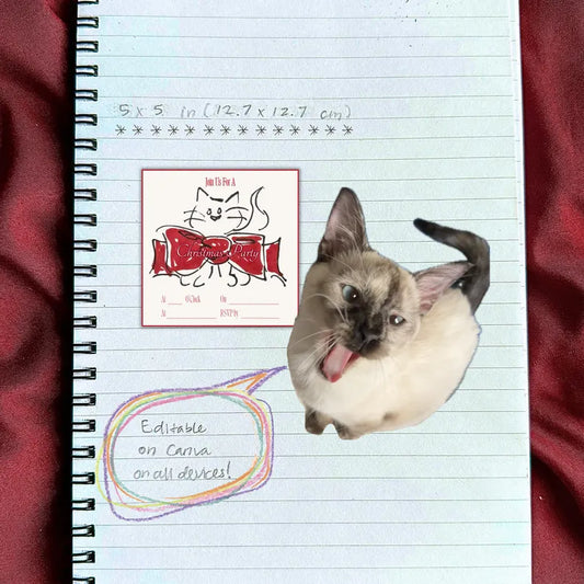 Christmas Party Invitation Template, Classy Cat Square