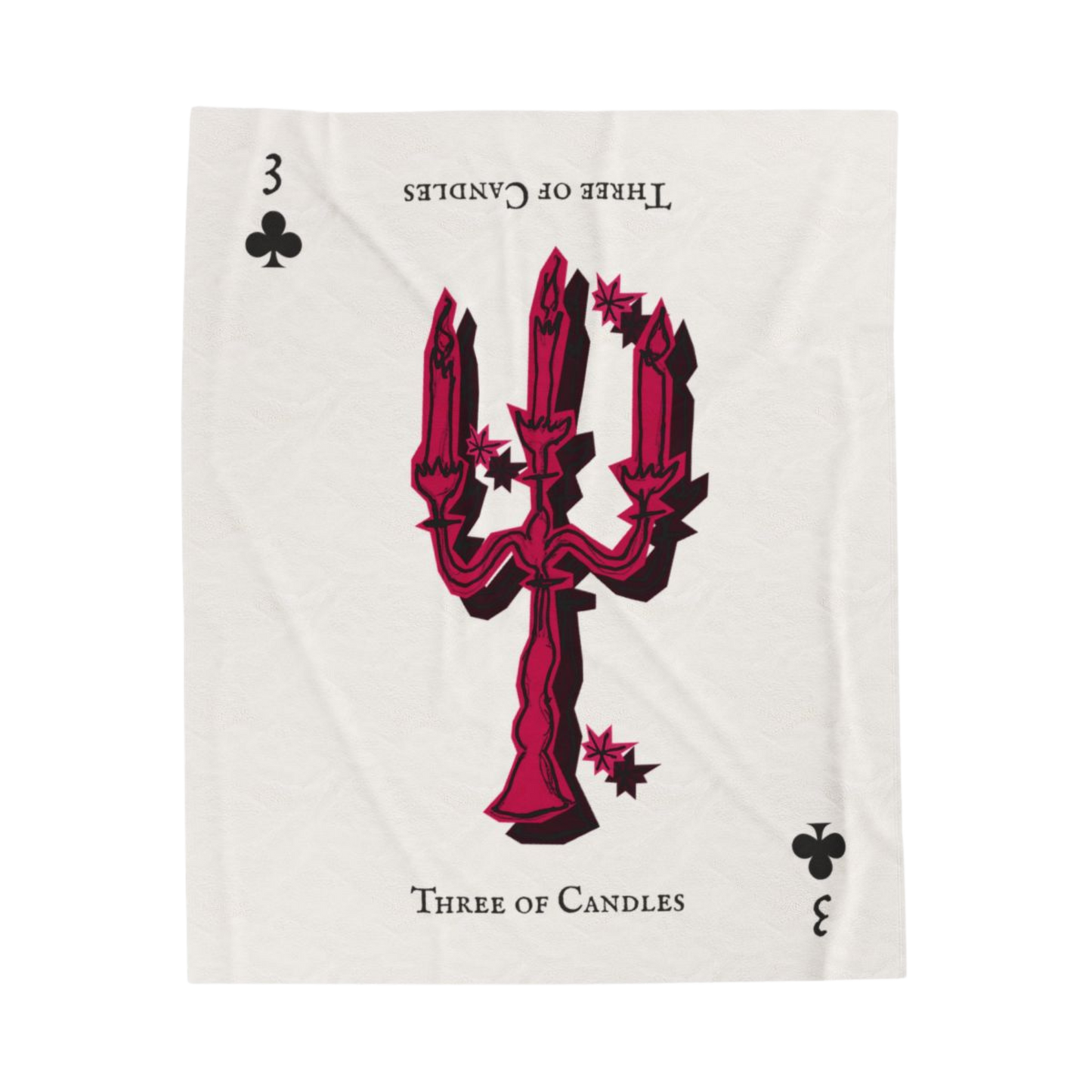 Three of Candles Velveteen Plush Blanket