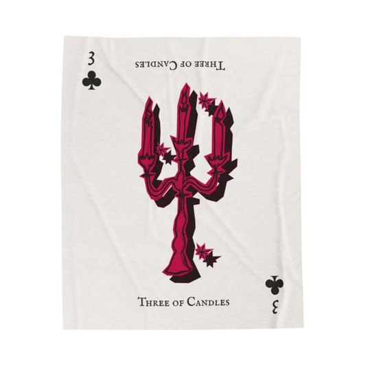 Three of Candles Velveteen Plush Blanket