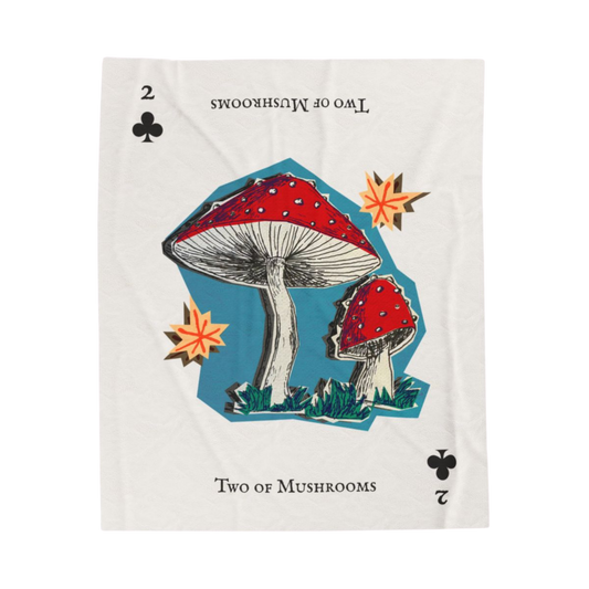 Two of Mushrooms Velveteen Plush Blanket