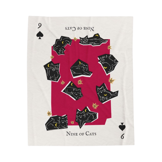 Nine of Cats Velveteen Plush Blanket