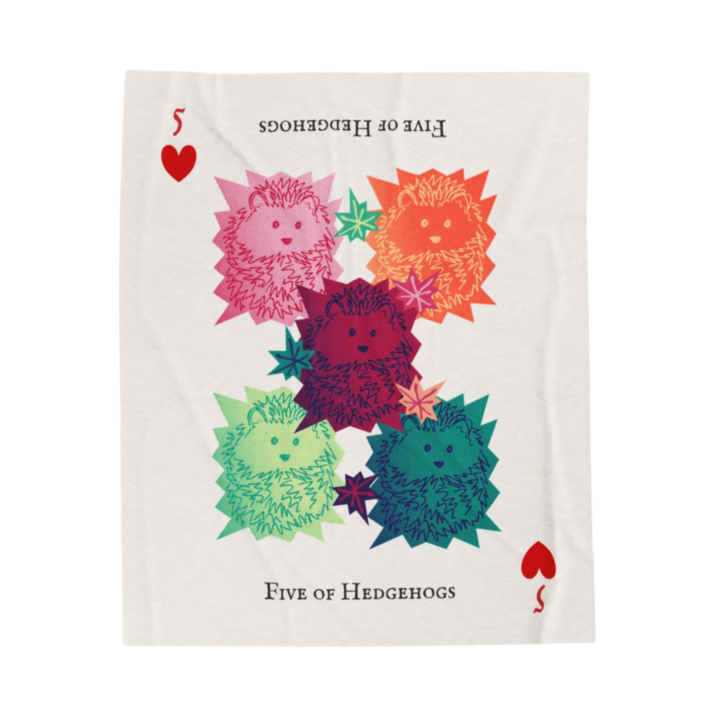 Five of Hedgehogs Velveteen Plush Blanket
