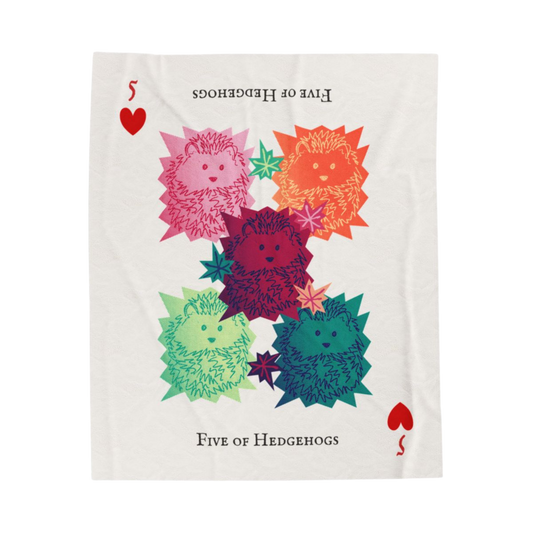 Five of Hedgehogs Velveteen Plush Blanket