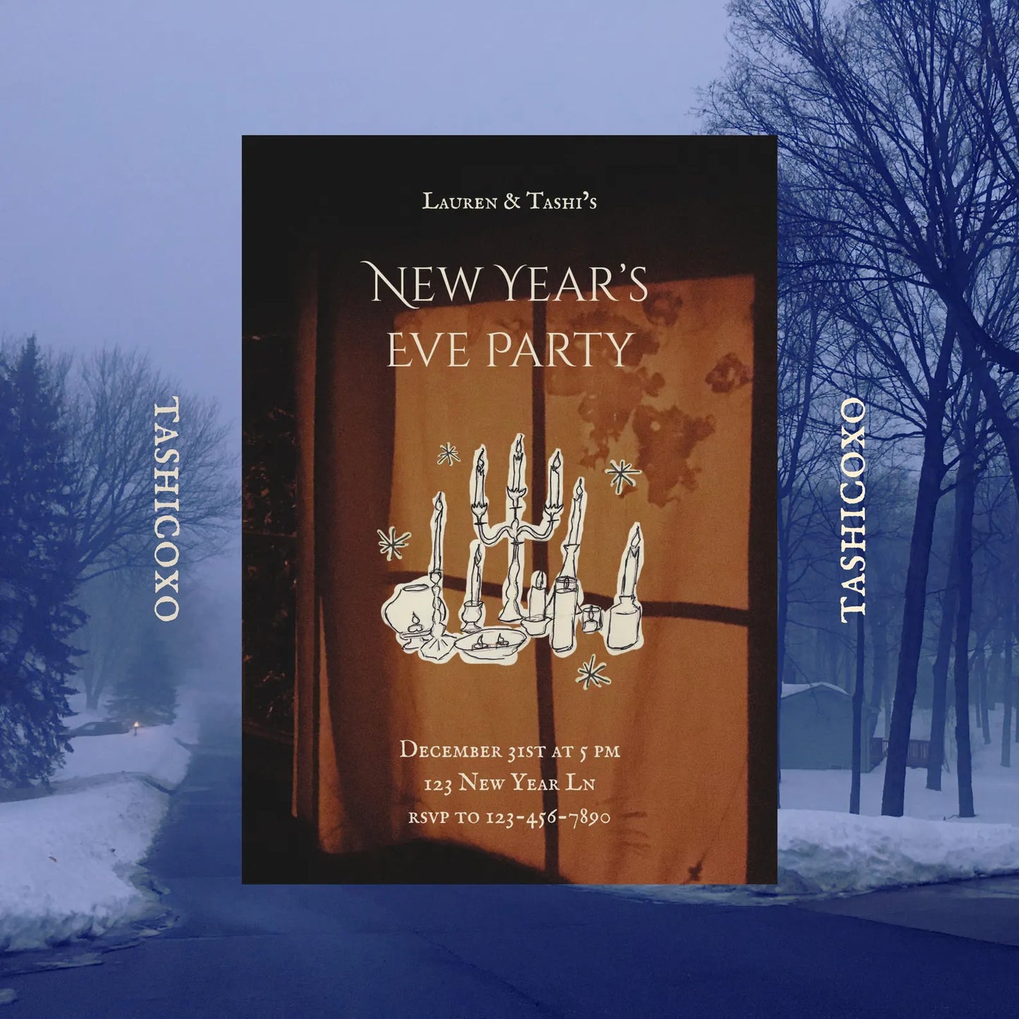 New Years Ever Party Invitation Template, Candelabra