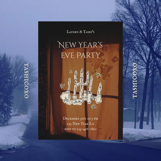 New Years Ever Party Invitation Template, Candelabra