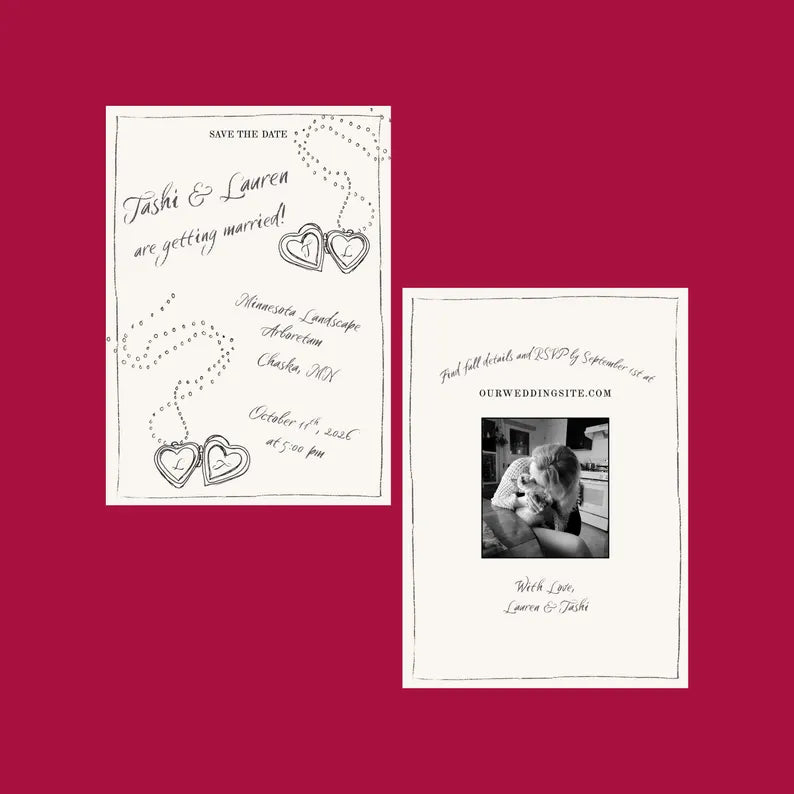 Wedding Save The Date Template, Heart Locket Love Letter