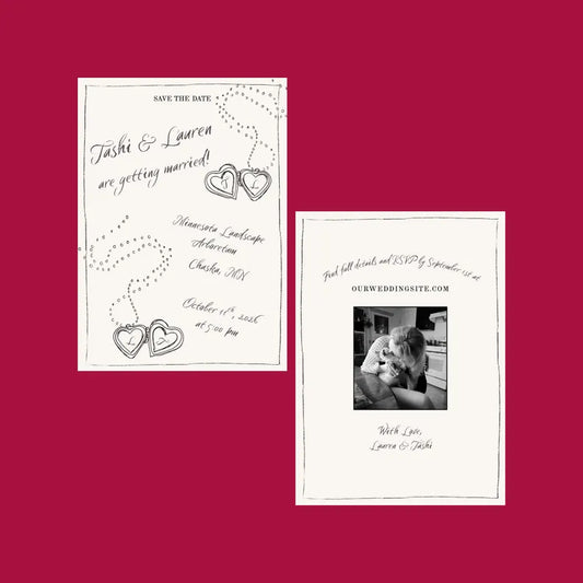 Wedding Save The Date Template, Heart Locket Love Letter