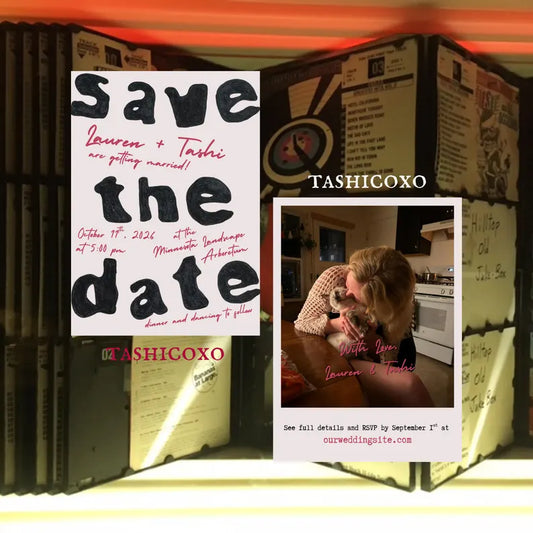 Wedding Save The Date Template, Retro Black White & Red Block Letters