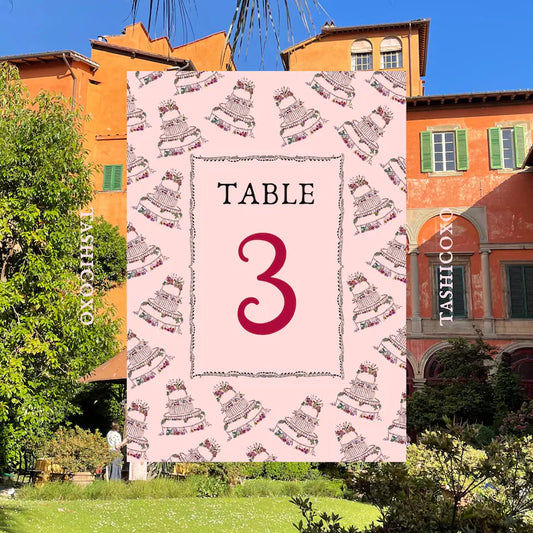Wedding Table Number Template, Floral Cake