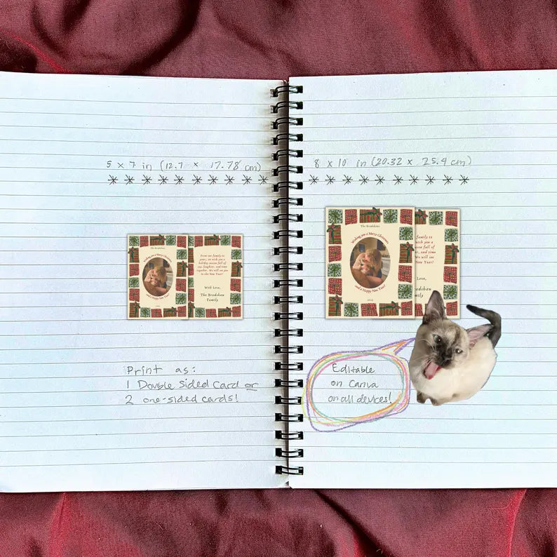Christmas Card Template, Vintage Wrapped Gifts