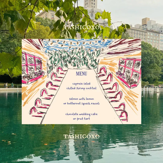 Wedding Menu Template, Outdoor Dining Scene