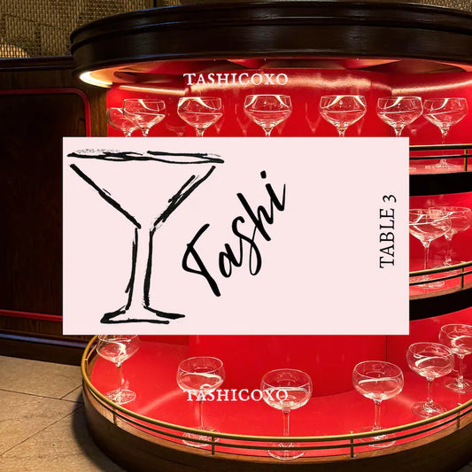 Wedding Place Card Template, Cocktail Glass