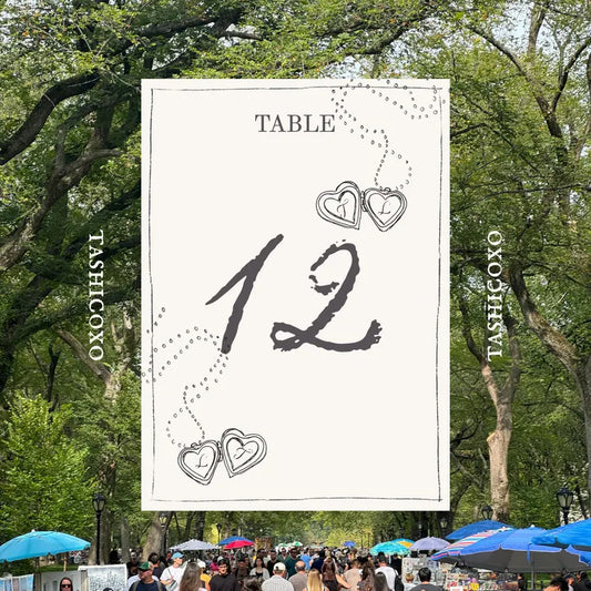 Wedding Table Number Template, Heart Locket Love Letter